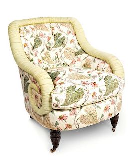 A Floral Cotton-Upholstered Club Chair Height of first 31 inches.