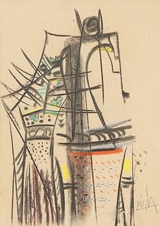 Wifredo Lam (Cuban, 1902-1982) Untitled/Sin Titulo. 1959-1960. Crayon and Color Pastels on