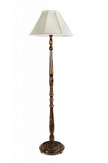 A Japanned Candlestick Form Floor Lamp Height 69 inches.
