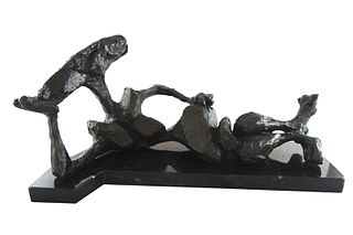 Oswaldo Vigas (Venezuela, 1923-2014) Reclining Figure/Figura Reclinada, bronze sculpture, 21 x 9 x 11 in.