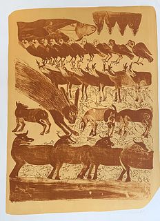 Francisco Toledo (Mexico, 1940-1919) Animales, lithograph, 25.8 x 19.7 in. Signed.