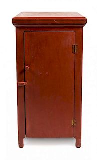 A Red-Painted Side Cabinet Height 35 inches.