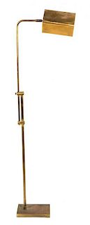 Three Brass Adjustable Standing Floor Lamps Height 52 inches.