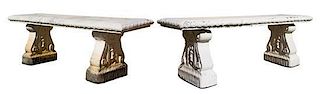 A Baroque-Style Stone Composite Bench Height 21 x width 61 x depth 19 1/2 inches.