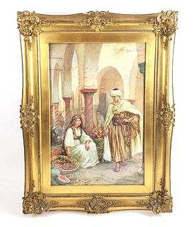 Francesco Ballesio (1860 - 1923 Italian) Orientalist Watercolor, 19th C.