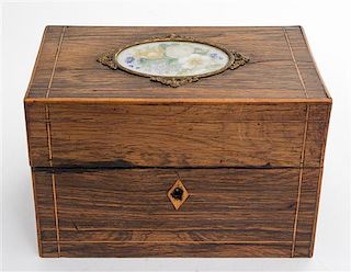 * A Continental Tea Caddy Height 4 3/8 x width 6 1/2 x depth 4 inches.