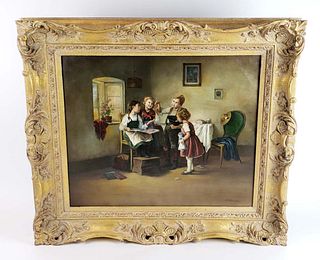 19th C. Jan Walraven (1827-1874) Oil on Canvas of Children