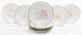 A Set of Nine Meissen Porcelain Soup Plates Diameter 8 1/8 inches.