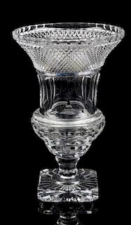 A Cut Glass Vase Height 12 1/2 inches.