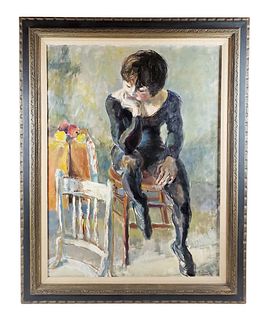 19th C. Oil On Canavas of Seated Woman Signed K. Davis