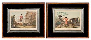 * Two French Hunting Prints Height 12 x width 16 inches