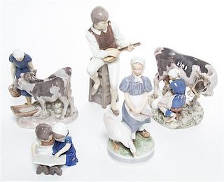 * Four Danish Porcelain Figural Groups Height of tallest 11 1/4 inches.