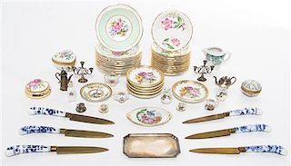 * A Group of Miniature Articles Width of silver-plate entree dish 5 inches.