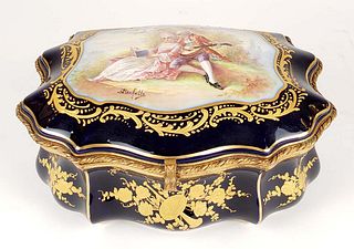 Large 19th C. Sevres Porcelain Jewelry Box