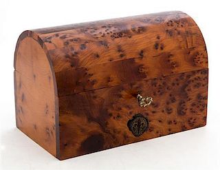 A Burlwood Table Casket Width 7 inches.