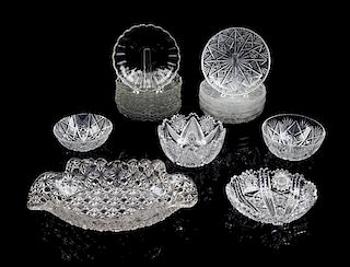 A Group of Cut Glass Table Articles Diameter of first 5 3/4 inches.