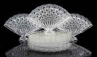 A Collection of Eleven Pressed Glass Dishes Width 10 1/2 inches.