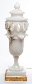 An Alabaster Lamp Height overall 28 1/4 inches.