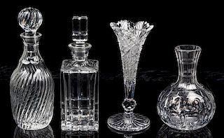 Two Cut Glass Decanters Height of first 12 inches.
