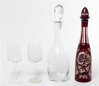 A Bohemian Cut to Clear Glass Decanter Height 14 3/4 inches.