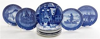 * A Collection of Continental Porcelain Christmas Plates Diameter 7 1/4 inches.