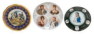 * Three Napoleonic Porcelain Plates Diameter of first 11 inches.