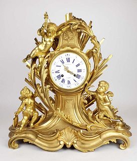 19th C. Raingo Frères French Gilt Bronze Mantle Clock
