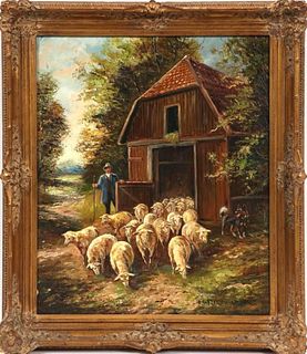 Hans Riedmann (1913-1991) "Shepherd" Oil on Canvas