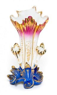 * A Paris Porcelain Spill Vase Height 10 3/4 inches.