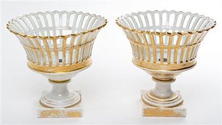 * A Pair of Paris Porcelain Footed Bowls Height 8 1/2 inches.