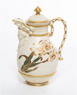 * A Worcester Porcelain Ewer Height 7 3/4 inches (overall).