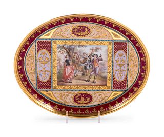 19th C. Royal Vienna Painted and Parcel Gilt Porcelain Tray