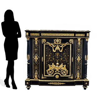 19th C. French Napoleon III Style Mounted  Bronze Cabinet