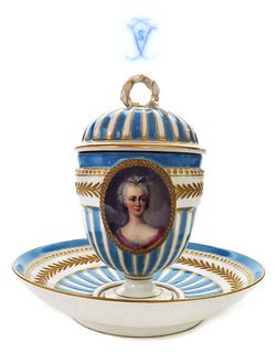 18th Century Sèvres Covered Cup and Saucer
