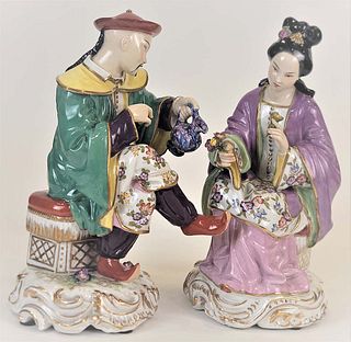 Pair Of 19th C. French Chinoiserie Porcelain Figures