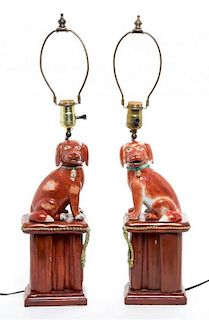 * Two Staffordshire Dogs Height overall 22 1/2 inches.