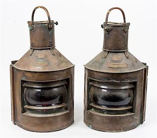 Two Scottish Boat Lanterns Height 25 inches.