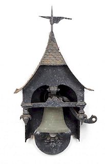* A Victorian Style Wrought Iron Bell Height 60 inches overall.