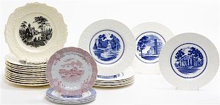 * A Collection of English Transfer Decorated Plates Diameter of first 11 1/4 inches.