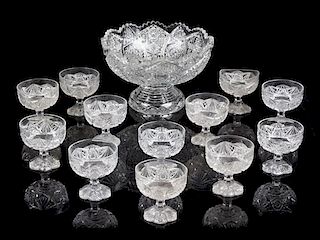 * An American Cut Glass Punch Bowl Diameter of bowl 14 inches.
