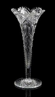 * An American Cut Glass Vase Height 10 inches.