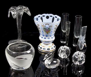 * A Collection of Glass Table Articles Height of tallest 9 1/4 inches.