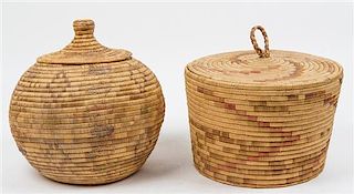 Two Nelson Island Woven Baskets Height of taller 13 inches.