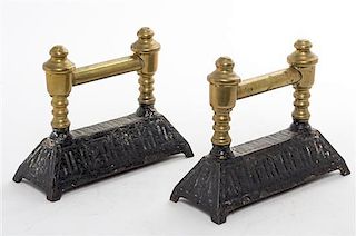 A Pair of Brass and Iron Boot Scrapers Width 7 1/2 inches.