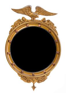 * A Federal Style Giltwood Mirror Height 21 1/2 x width 14 1/2 inches.
