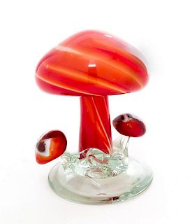 * An Italian Glass Mushroom Height 6 inches.