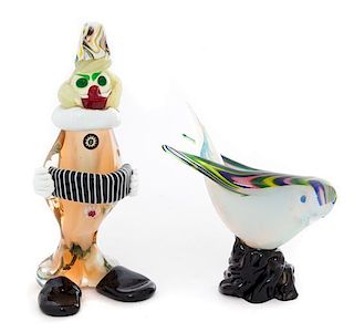 * Two Italian Glass Figures Height of first 6 3/4 inches.