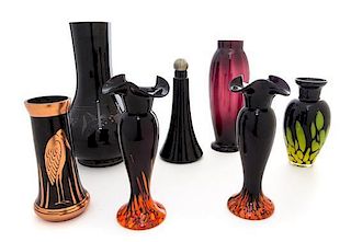 * A Collection of Czechoslovakian Glass Articles Height of tallest 9 inches.