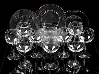 * A Group of Twelve Seneca Wine Glasses Height of first 7 1/4 inches.