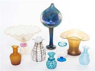 * A Group of Studio Glass Vases Height of tallest 13 1/2 inches.